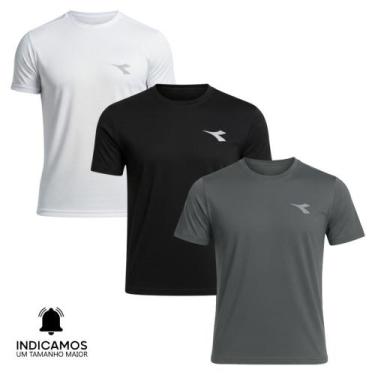 Imagem de Kit 3 Camisetas Diadora Small Logo Masculina - Branco e Chumbo M, M