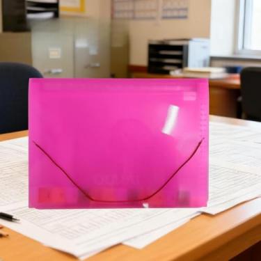 Imagem de Pasta sanfonada A4 com 12 divisórias, design expansível para documentos, organização diária, arquivo portátil para escritório, estudo e uso doméstico (Rosa)