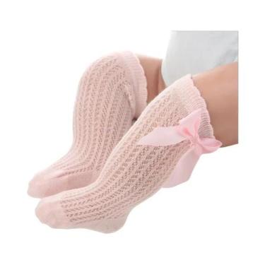 Imagem de Meias De Algodão Tricotadas Para Meninas Bebês 0-3T, Meias Longas De V