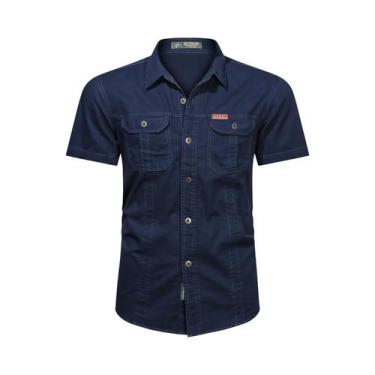 Imagem de Camisa Masculina De Verão Em Algodão Fino, Manga Curta, Roupas De Trab