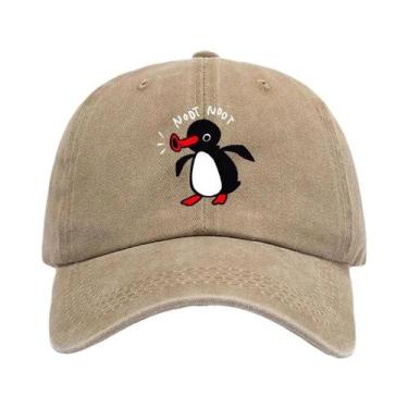 Imagem de Boné De Algodão Com Proteção Solar E Aba Curva De Desenho De Pinguim P