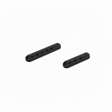 Imagem de Pacote com 2 clipes de cabo pretos com 3 e 5 compartimentos, organizador de cabos, suporte de fio USB para mesa, casa, escritório, carro