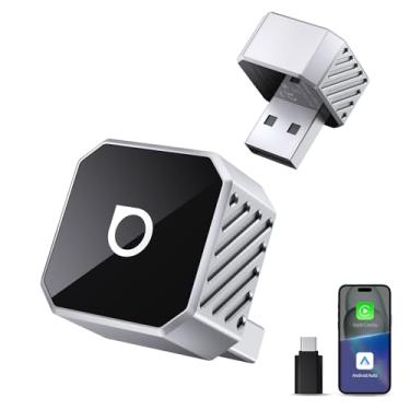 Imagem de OTTOCAST Mini Pot 2025 2 em 1 sem fio CarPlay e adaptador 2 em 1 para Android Auto, Plug & Play, WiFi de 5 GHz, conexão automática para iPhone e Android, serve para carros CarPlay com fio 98% + OEM