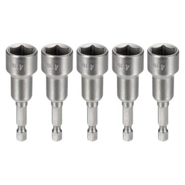 Imagem de HARFINGTON 5 peças de broca de chave de porca soquete métrico de 14 mm haste sextavada de 1/10.2 cm (2,56" (65 mm) soquetes magnéticos de 6 pontos conjuntos de parafusos de aço Cr-V de mudança rápida