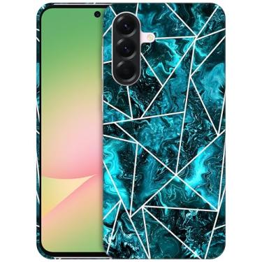 Imagem de GlamCase Capa para Samsung Galaxy A56 5G, Samsung A56 - Design bonito geométrico de mármore azul-petróleo pintado impresso fino e elegante plástico rígido designer capa traseira/capa para Samsung A56