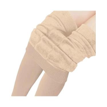 Imagem de Leggings Térmicas Femininas De Cintura Alta Forradas Com Fleece Quente