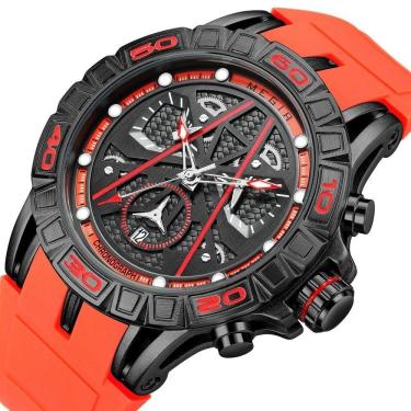 Imagem de Relógio De Quartzo Masculino Megir 8110 à Prova D'água Laranja