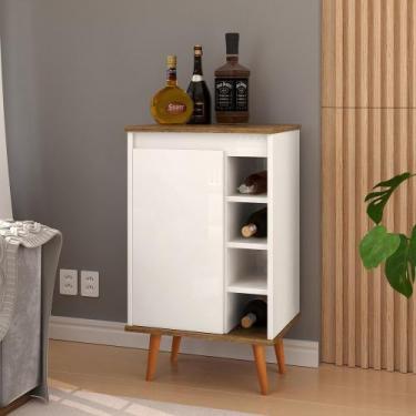 Imagem de Aparador Buffet Adega Madri com Porta Pés Palito Retrô - Várias Cores 