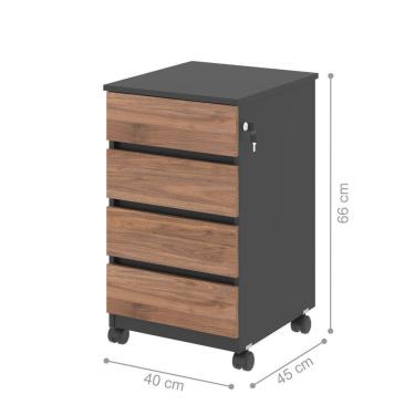 Imagem de Gaveteiro Com 4 Gavetas Chelsea Noce Preto