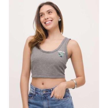 Imagem de Blusa Cropped Feminina Moletinho Marisa-10082, Cinza mescla, P