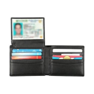 Imagem de Carteira Bifold Masculina Em Couro De Vaca Preto Com Bloqueio RFID E 2