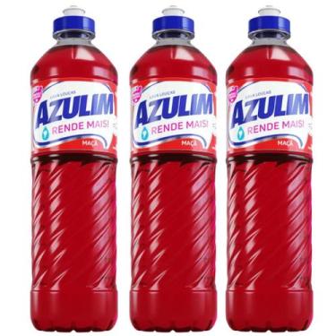 Imagem de Kit com 3 unidades Detergente Líquido maçã 500ml Azulim