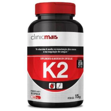 Imagem de Vitamina K2 MK7 Menaquinona-7 100% 30 Cápsulas - Clinicmais