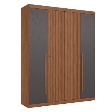 Imagem de Guarda Roupa Casal Ripado 4 Portas Buriti Jatobá Grafite Acetinado - Santos Andirá