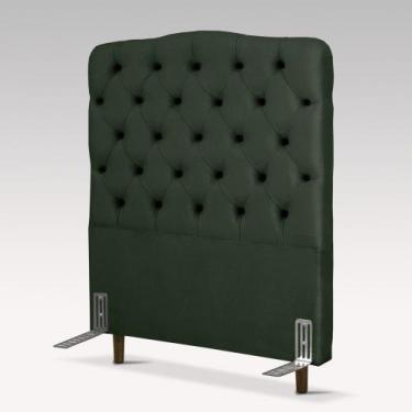 Imagem de Cabeceira de Cama Box Solteiro 110 cm Dunas Larhome Suede Veludo Verde