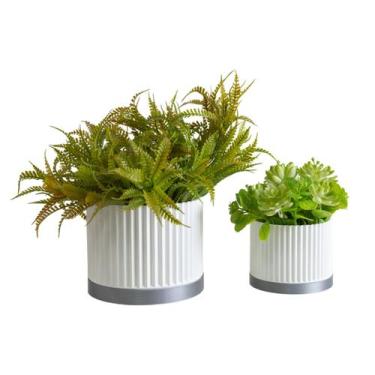 Imagem de Dupla Cachepot Cascata - Realce - Galanta, Branco, Prata