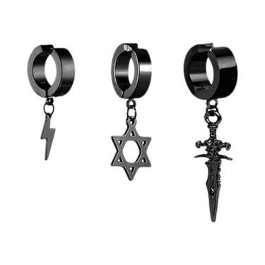 Imagem de Conjunto De Brincos Falsos Com Ímã De Aço Inoxidável, Estilo Punk, Com