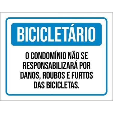 Imagem de Kit 3 Placa Acm Bicicletário Condomínio Roubos Furtos 18X23 - Sinalizo