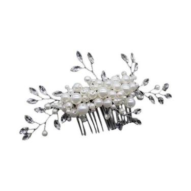 Imagem de Pentes De Cabelo De Noiva Com Pérolas De Cristal, Grampos E Joias Tran