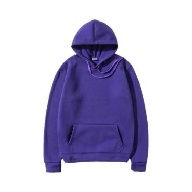 Imagem de Hoodies Unissex De Cor Sólida Com Bolso, Pulôveres Casuais Para Esport