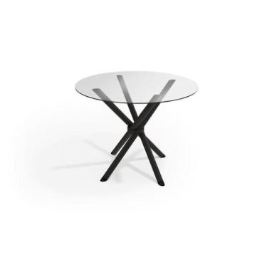 Imagem de Mesa p/ Cozinha Volga c/ Tampo de Vidro Redondo 95cm Preto - Kappesber