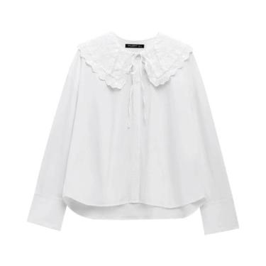 Imagem de Blusa Casual Feminina De Manga Longa Para Primavera Com Gola Reversa E