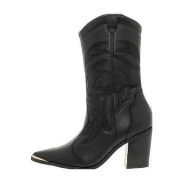 Imagem de Bota Vizzano Western Cano Médio REF:3113.101.23655, Preto, 37