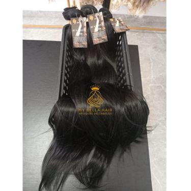 Imagem de Aplique de Cabelo Fibra Russa Tela Semi Humano Natural 50cm Liso Casta