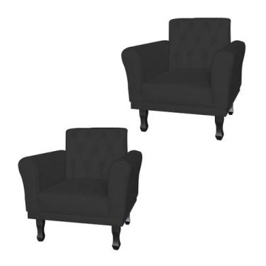 Imagem de Conjunto 2 Poltronas Estofadas Para Consultório Classic Suede Preto - 