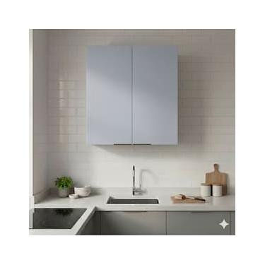 Imagem de Armário de Cozinha Aéreo Bartira Cristal MDP 15mm com 2 Portas e 2 Prateleiras - 80cm d...