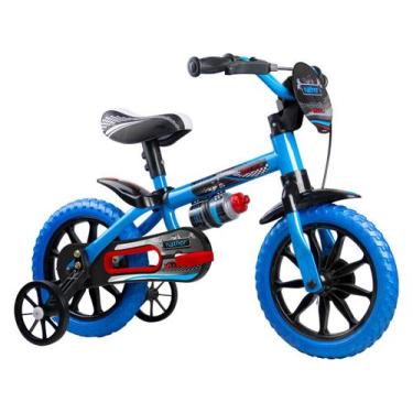 Imagem de Bicicleta Aro 12 Veloz Nathor Menino Azul com Rodinhas, 12", Azul, 12"