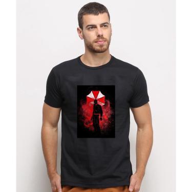 Imagem de Camiseta masculina Preta algodao Gamer Resident Evil Umbrella Logo