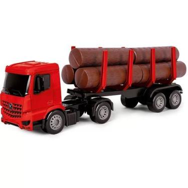 Imagem de Caminhao de toras miniatura transtoras superfrota poliplac, Azul