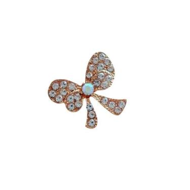 Imagem de Broche Laço Pequeno Dourado com Strass - Pistache Acessórios
