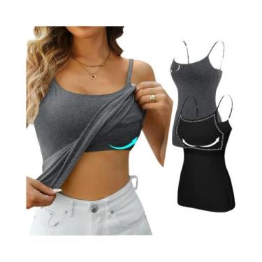 Imagem de Conjunto Feminino De 2 Peças: Camisolas Regata Lisas Com Alça Fina Aju