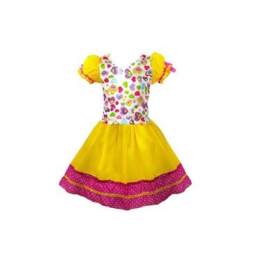 Imagem de Fantasia junina infantil caipira coração rosa tamanho m - Anjo Fantasi