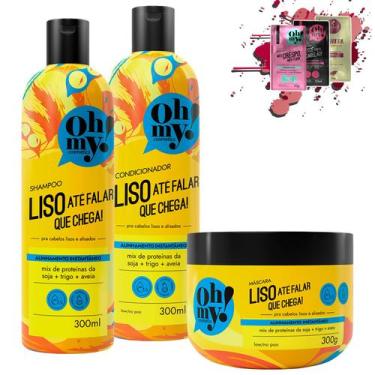 Imagem de Kit Oh My Liso Até Falar Que Chega 300ml 3 Itens - Oh My Cosmetics