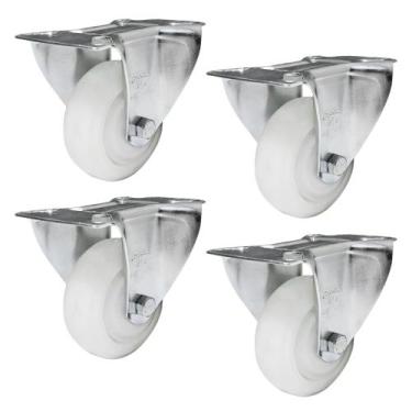 Imagem de Rodízio Fixo Aço Zincado Nylon FLR 414 NNKC 200KG - 4 Unidades Borrach