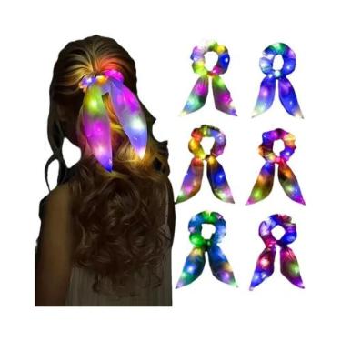Imagem de Elásticos De Cabelo Com LED, Faixas De Cabelo De Cetim Que Brilham No 