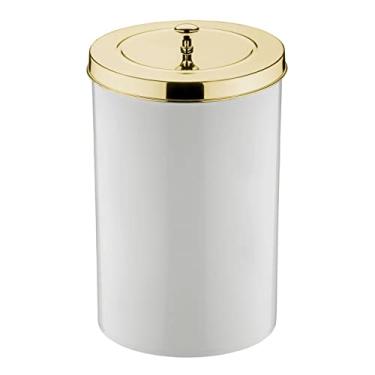 Imagem de Lixeira 8 Litros Tampa Cesto De Lixo Dourado Para Cozinha Banheiro Escritório - 580DD Future - Branco