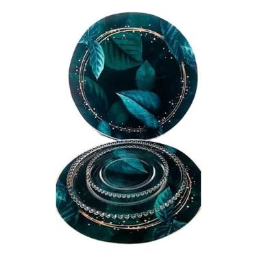 Imagem de Kit Sousplat Capa+Guardanapo 6 Lugares Preto C Flor