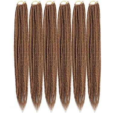 Imagem de Mayloss 6 Pacotes/lote (14/18/24/30) polegada 1 cm 20 Fios/pacote 3X Caixa Fina Trança Crochet Extensionin de Cabelo Diâmetro 3X Trança Sintética Extensões de Cabelo Crochet Tranças Cor de Cabelo (18 polegad, 27)