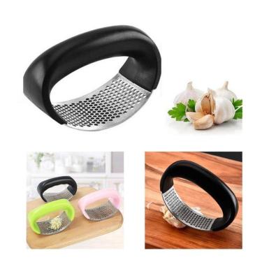 Imagem de Espremedor Amassador Triturador De Alho Inox Manual Preto