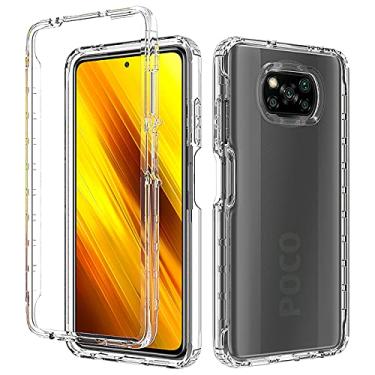 Imagem de Ffish Capa para Xiaomi Poco X3 NFC, [Anti-Amarelo] [Antiarranhões] Capa protetora traseira de policarbonato rígido e TPU (poliuretano termoplástico) + suporte para telefone, transparente