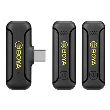 Imagem de Mingzhe BY-WM3T2-U2 Um-gatilho-dois Mini sistema de microfone sem fio 2.4G Microfones de lapela com clipe Alcance de transmissão de 50M Bateria embutida para Smartphones Tipo-C Tablets Vlog