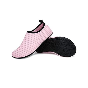 Imagem de Bestgift Sapatos de natação de sola fina de verão com pés descalços, sapatos de rastreamento de rio, sapatos de praia Rosa 38