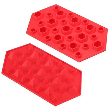 Imagem de Bandeja de cubo de gelo de silicone molde de cubo de gelo 3D diamantes bandeja de gelo molde de chocolate para bar de festa fabricante de bola de uísque faça você mesmo ferramenta de pudim máquina de sorvete molde de cubo de gelo (cor: vermelho)