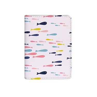 Imagem de Vantaso Capa de passaporte porta-cartão oceano mar peixe rosa capa protetora carteira clipe de couro um bolso, Color140, 14cm x 10cm, Moderno