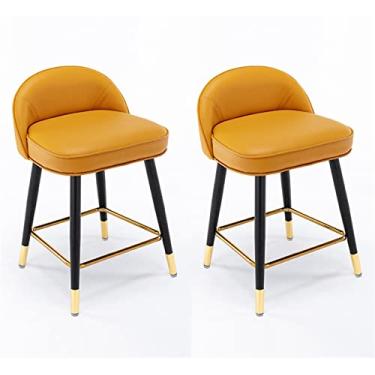 Imagem de Bancos de Couro Balcão Island Bar Cadeiras Conjunto de 2 Bancos com Encosto e Apoio para Os Pés, Bancos de Bar com Altura de Balcão, para Pub Coffee Home Dinning Kitchen, Peso 440 LBS