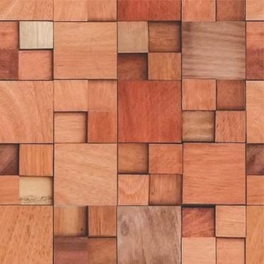 Imagem de Papel De Parede Adesivo 3d Madeira Quadriculado Quarto Sala